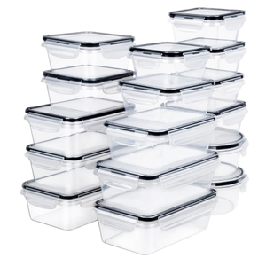 30 Piece Food Storage Container with Lids (15 Containers + 15 Lids) - Plastic Food Containers with Lid, Airtight Leak Proof Snap Lock, BPA Free Storage Containers
