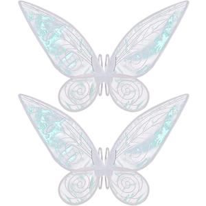 quescu 2Pcs Fairy Wings for Adults,Butterfly Wings for Girls Women,Halloween Costume Sparkle Angel Wings Dress Up Party Favor (White+White)