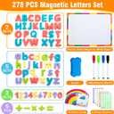 EFO SHM Classroom Magnetic Letters, 278 Pcs Wooden Alphabet Magnets with Double Sided Magnet Board Word Cards, Magnetic Letters and Numbers for Kids Spelling, ABC Fridge Magnets Education Toys