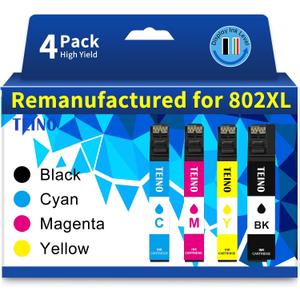 TEINO Remanufactured Ink Cartridge Replacement for Epson 802 802XL Ink Cartridges Combo Pack for Epson Workforce Pro WF-4730 WF-4720 WF-4734 WF-4740 EC-4020 EC-4030 (3-Pack)