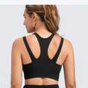 Yvette Front Closure High Support Sports Bras for Women Double Straps Plus Size Sports Bra with Sewn in Pads (Black, S)