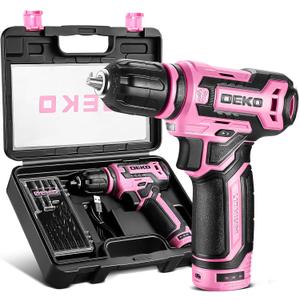 Cordless DrillDEKOPRO 12V Power Drill Set with Pink 800RPM Electric Drills with Tool Set Gift Box, Pink Drill Set for Women