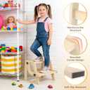 Toddler Step Stool, Foldable Step Stool for Kids, Convert to Chair, Toddler Stool for Bathroom Sink & Potty Training, Wooden Step Stools w Non Slip Base for Kitchen, Bedroom