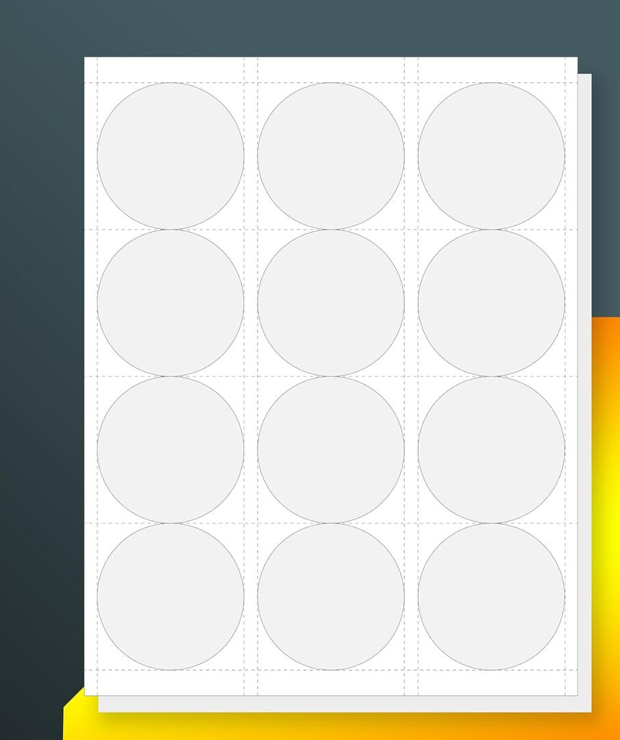 12UP 2.5" Round Labels for Laser & Inkjet Printers[50 Sheets,600 Labels]