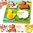 Farm Animal Wooden Puzzle for Toddlers 1-3, Sensory Montessori Toy Classroom Preschool Learning Activities Educational Toy Christmas Stocking Stuffer Gift for Girls 3-5, Boys 2 3 4 5 Year Old Baby
