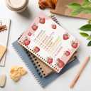 Rusenbao Coquette Pink Bow Strawberry Notebook Journal, Cute Notebook for School Teen Girls, Inspirational Strawberry Gifts for Women, Preppy School Supplies, Spiral Notebook 5.5 x 8.3