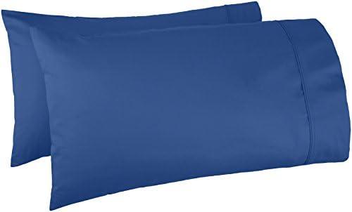 Amazon Basics 400 Thread Count Cotton Pillow Cases, King, 40" L x 20" W, Navy - Set of 2, Pillows Not Included