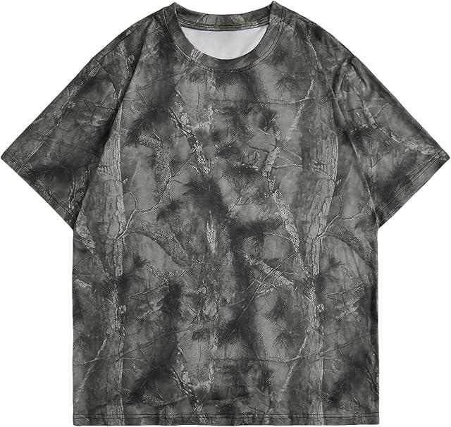 RoseSeek Men's Big and Tall Camo Shirt for Men Short Sleeve Y2k Camouflage Hunting T Shirt Graphic Tees 3Xlarge