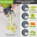Ourokhome Mandolin Slicer with Handheld Spiralizer, Hand Safe Vegetable Shredder with 6 Mandoline Blades, Veggie Waffle Cutter for Potato, Carrot, Zucchini, Essential Kitchen Gadgets (10 in 1, Gray)