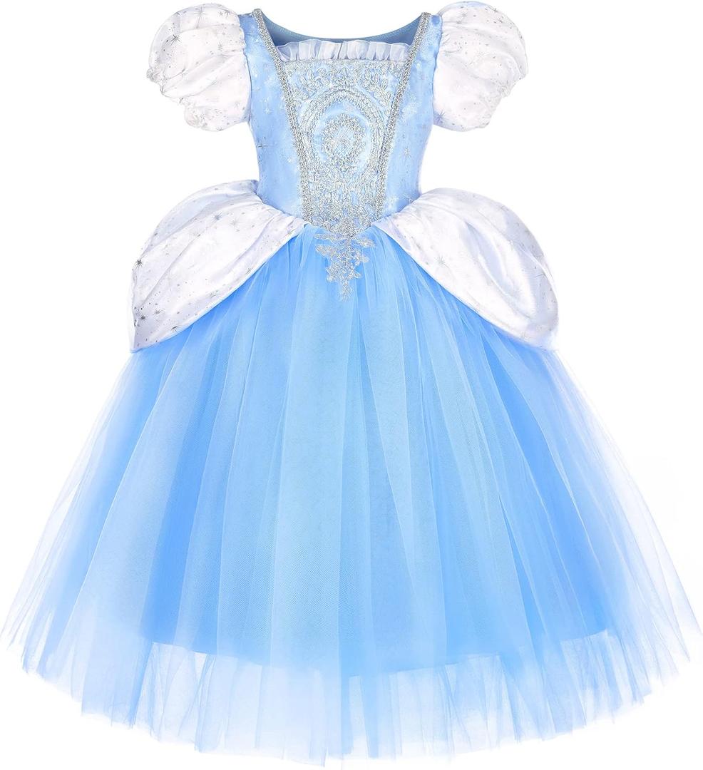 ToLaFio Princess Costume for Girls Birthday Role Play Dress Up Ball Gown Halloween Fancy Party Dress (4-5Years, Cinderella)