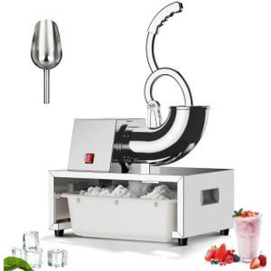 Commercial Snow Cone Machine, 440LB/H Professional shaved ice machine, 350W Electric Ice Crusher, Silver Stainless Steel, Fluffy Shave Ice Machines for Home, Parties, Dessert Shops & Bars