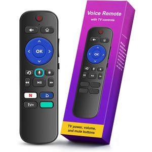 for Roku Voice Remote Control with 4 Shortcuts & Easy Setup, Voice Remote Replacement for Roku TV, Audio Devices, Most Players