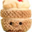 11-Inch Birthday Cake Plush Cute Cake Pillow Stuffed Animals Funny Soft Food Plushies Toy for Gifts for Kids Birthday (Khaki)