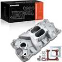 A-Premium Aluminum Dual Plane V8 Intake Manifold W/Mounting Kits Compatible with 1955-1995 Chevy SBC 262 265 267 283 302 305 307 327 350 400, Idle-5500, 4-Barrel Spread Bore