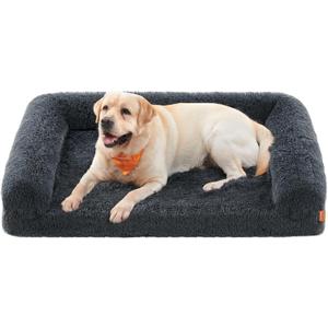 Feandrea Dog Bed, Orthopaedic Dog Sofa Bed for Medium and Large Dogs, Waterproof Ped Bed with Removable Washable Cover, 42 x 31.5 x 9 Inches, Dark Gray UPGW233G02