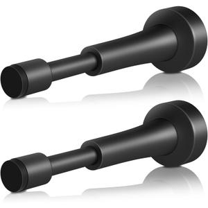 2PCS Matte Black Door Stoppers for Wall - 4.33 Inch Spring Door Stop for Bottom of Door, Aluminum Doorstopper with Silicone Tip, Screw & Adhesive Installation