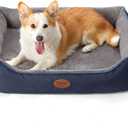 Orthopedic Dog Beds for Medium Dogs, Durable Egg Crate Foam Sofa Dog Bed wit Washable Removable Cover,Waterproof Lining,Pet Bed for Large Dogs (Navy Blue-Velvet, 31.5" L x 25.2" W x 7" Th)