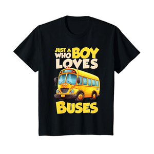 Kids School Bus Lover Just a Boy who loves Buses T-Shirt 4T