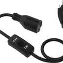 STARELO Extension Cord with Switch 3-Prong Indoor Black Extension Cord,18AWG Control Switch ON/Off 3A 125V NEMA 5-15R Grounded Plug Receptacle.3FT Black