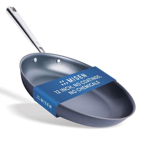 Misen Carbon Nonstick™ Frying Pan – Carbon Steel Pan, Naturally Nonstick No-Coating Surface, Ultra-Durable & Oven-Safe, Induction & Gas Compatible - 12 Inch