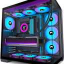 H1 HYXN ATX PC Case - Pre-Installed with 7 PWM ARGB Fans - Dual Cavity Mid-Tower PC Gaming Case - with Type-C - Can Hold up to 3X 360mm Radiator Support simultaneously (Black, H1)