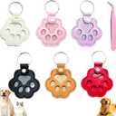 6Pcs Pet Hair Keychain, Cute Leather Paw Key Chain, Dog Fur Keepsake Keyring, Cat Hair Keychains, Pet Fur Memorial Gift Keychain Charm