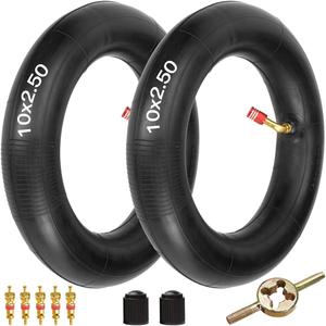 FVRITO 10x2.50/2.75 10 Inch Inner Tube for Smart Self Balance mobility Electric Scooter 36v 48v 400w 500w 800w Hub Motor Mijia M365 With TR87 Angled Stem 2 Pack