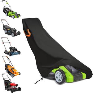 Push Lawn Mower Cover,Tear-resistant Oxford Cloth,Secure Drawstring,Handle | Waterproof Lawnmower Covers for outdoor,Walk Behind Mowers Storage Covers,Anti-UV Dustproof,Longevity Use,74x25x39 Inch
