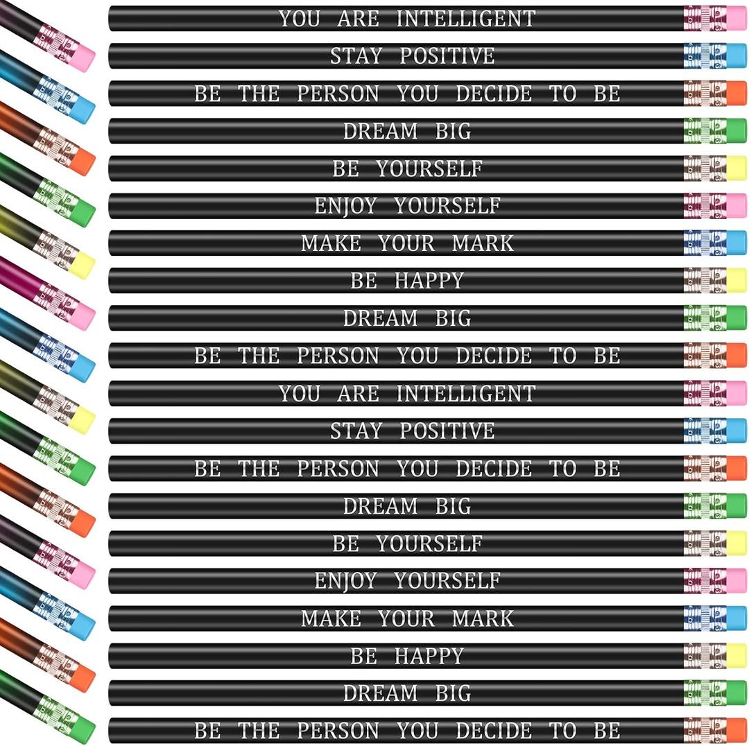 Epakh 100 Pcs Inspirational Pencils Color Changing Pencils Bulk with Eraser HB Wooden Pens Gift for Kids Back to School Gift for Classroom, Student Reward(Black,Classic Style) Epakh 100 Pcs Inspirational Pencils Color Changing Pencils Bulk with Eraser HB Wooden Pens Gift for Kids Back to School Gift for Classroom, Student Reward(Black,Classic Style)