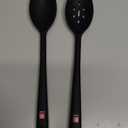 DI ORO Silicone Spoons for Cooking - Large Kitchen Spoons for Mixing, Serving, & Stirring - 600F Heat-Resistant Non Stick Utensils  Big Solid & Slotted - Dishwasher Safe (2pc, Black)