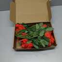 24 Pcs Red Rose Artificial Flowers with Long Stem Real Touch Silk Plastic Bouquet Red Roses Bulk for Wedding Party Table Centerpieces Festival Decorations