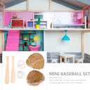 2 Sets DIY Miniature Baseball Bat Glove Ball Set, Decorative Dollhouse Accessories Photography Props (Khaki)