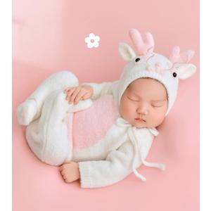Newborn Photography Props Animal Style Photo Posing Outfits,(Fits for 7-10 Lbs Baby) White Crochet Knitted Costume and Hat, Newborn Photography Accessories for Posing (Romper+Hat) (Blue)