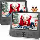 FANGOR 7.5 Inch Dual Car DVD Player, Portable Headrest Video Player for Car with 5 Hours Rechargeable Battery, Last Memory, AV Out/in, Support USB/SD/Sync TV, All Regions (1 Player+1 LCD Screen)