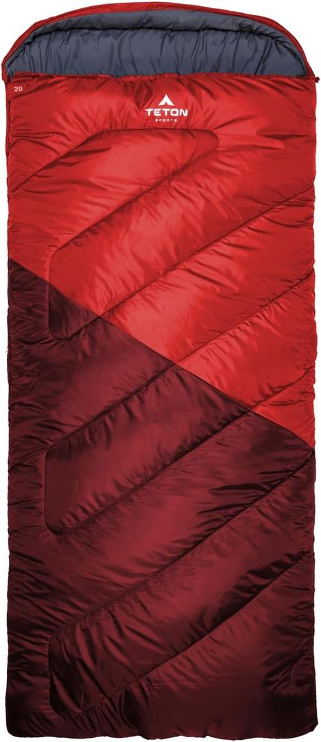 Teton Celsius XXL Sleeping Bag, Cold Weather Sleeping Bags for Adults and Kids, Camping Made Easy and Warm. Compression Sack Included, 35F, 25F, 0F, 20F Degree (Ruby)