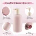 6 Pcs 10 oz Soft Plastic Bottles with Press Pump,Empty Refillable Travel Shampoo Dispenser Container for Hand Soap,Shampoo,Lotion,Body Wash,Conditioner,Silicone Funnel Included (Pink)