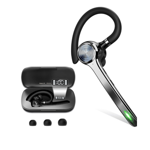 Bluetooth Headset, Wireless Bluetooth Earpiece with 500mAh Charging Case 72 Hours Talking Time Built-in Microphone for iOS Android Cell Phone, V5.1 Hand-Free Headphones for Trucker, Office