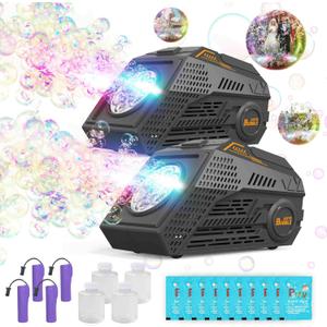 Abincee 2-Pack Bubble Machine,Automatic Bubble Blower with 4 Rechargeable Batteries 20000+ Big Bubbles Per Minute Toys for Kids Summer Outdoor Birthday Wedding Party(Black+Black)