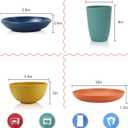 Wrova Wheat straw plates and bowls sets of 16 - Unbreakable wheat straw dinnerware sets for kids - Alternative plastic dinnerware set service for 4 - Microwave safe and Dishwasher safe bowls. Colorful