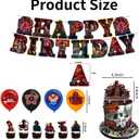 30 Pcs TV Series Role Birthday Decorations, Horror Theme Party Decorations, Includes 1 Banner, 16 Balloons, 1 Happy Birthday Topper, and 12 Dessert Decorations.