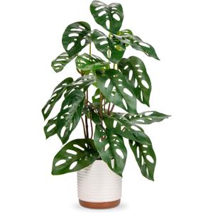 Fake Plants 21.7'' Faux Monstera Plant Tall Artificial Plants Indoor with Pots Faux Plants Fake Potted Plants Artificial Decor Fake Monstera Silk Plants for Home Living Room Bedroom Bathroom Office