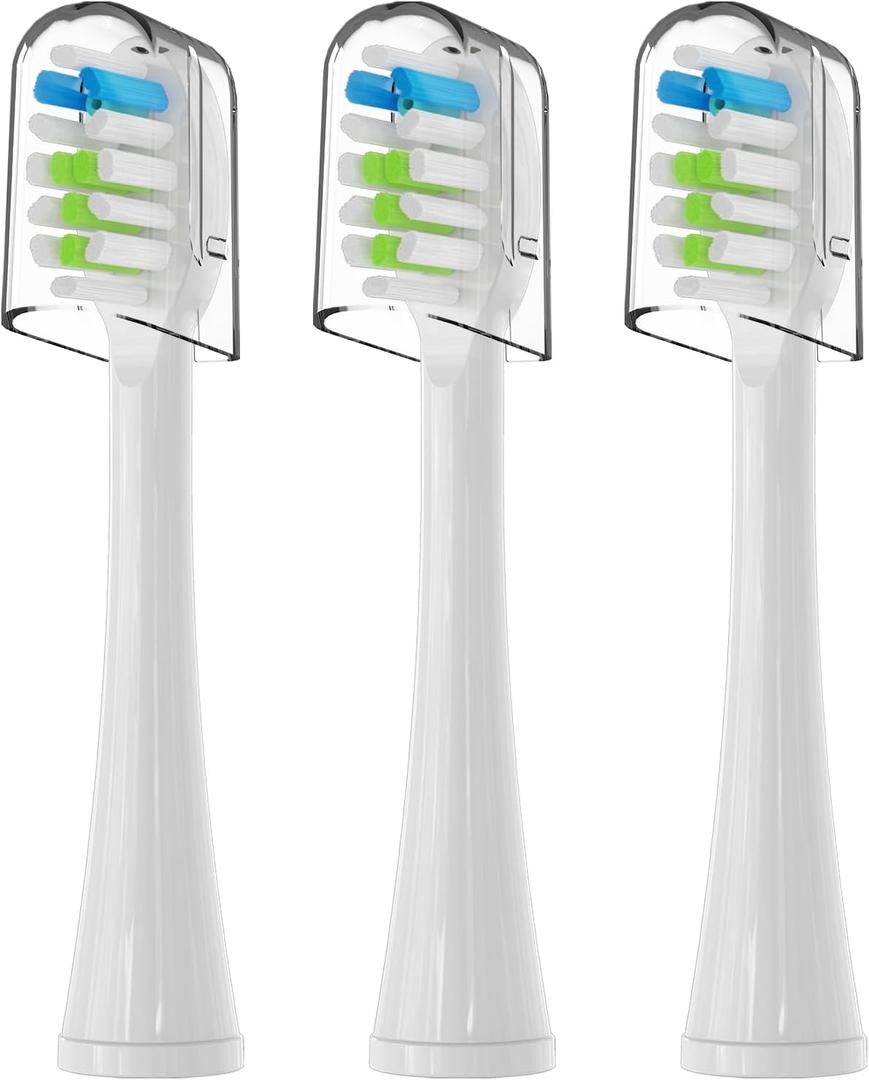 3 Pack Replacement Replacement Brush Heads for Waterpik Sonic Fusion Flossing Toothbrush Compatible with Sonic Fusion SF01/SF02 and Sonic Fusion 2.0 SF03/SF04- Black with Caps