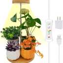 Plant Grow Light for Indoor Plant,Bamboo Mini LED Grow Light Garden,Height Adjustable,Automatic Timer with 8/12/16 Hours (Base+Light 1pack)