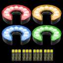 KINGTOP LED Golf Hole Light with Anti-Glare Lens - Battery Operated, Glow in The Dark Putting Cup Lights, Ideal for Night Golf, Backyard Practice Putting Green & Golf Parties (Battery Powered- RGB- C Shape- 4Pack)