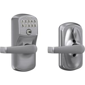 SCHLAGE Brushed Chrome FE595CS V PLY 626 ELA Plymouth Light Commercial Electronic Keypad Lock with Elan Lever(Satin Chrome) (Standard)