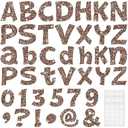 Colarr 216 Pcs Glitter Bulletin Board Letters for Classroom Number Alphabet Punctuation Symbol Cutout 4'' Die-Cut Poster Letter with Adhesive Dot School Party Holiday Decor Display(Brown)