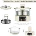 Low Sugar Rice Cooker - Multifunctional Low Carb Rice Cooke r with Auto-Lift Basket, Preset &Timer, Smart Glass Rice Cooker with Steaming, Boiling and Hotpot in One (White)