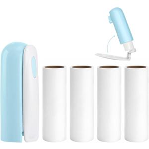3 x Mini Travel Lint Roller with 150 Sticky Sheets, Foldable Portable Lint Roller for Clothes, Travel, Compact Small Pet Hair Remover for Purse Car Bag Essentials (Blue)