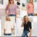 Summer Tops for Women 2026 Trendy Dressy Casual Blouse Puff Short Sleeve Shirts Knit Henley V Neck T Shirt Tunic