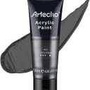Artecho Black Acrylic Paint, Lamp Black Paint (120ml / 4.05oz) Tubes, Art Craft Paints for Canvas, Rock, Stone, Wood, Fabric, Art Supplies